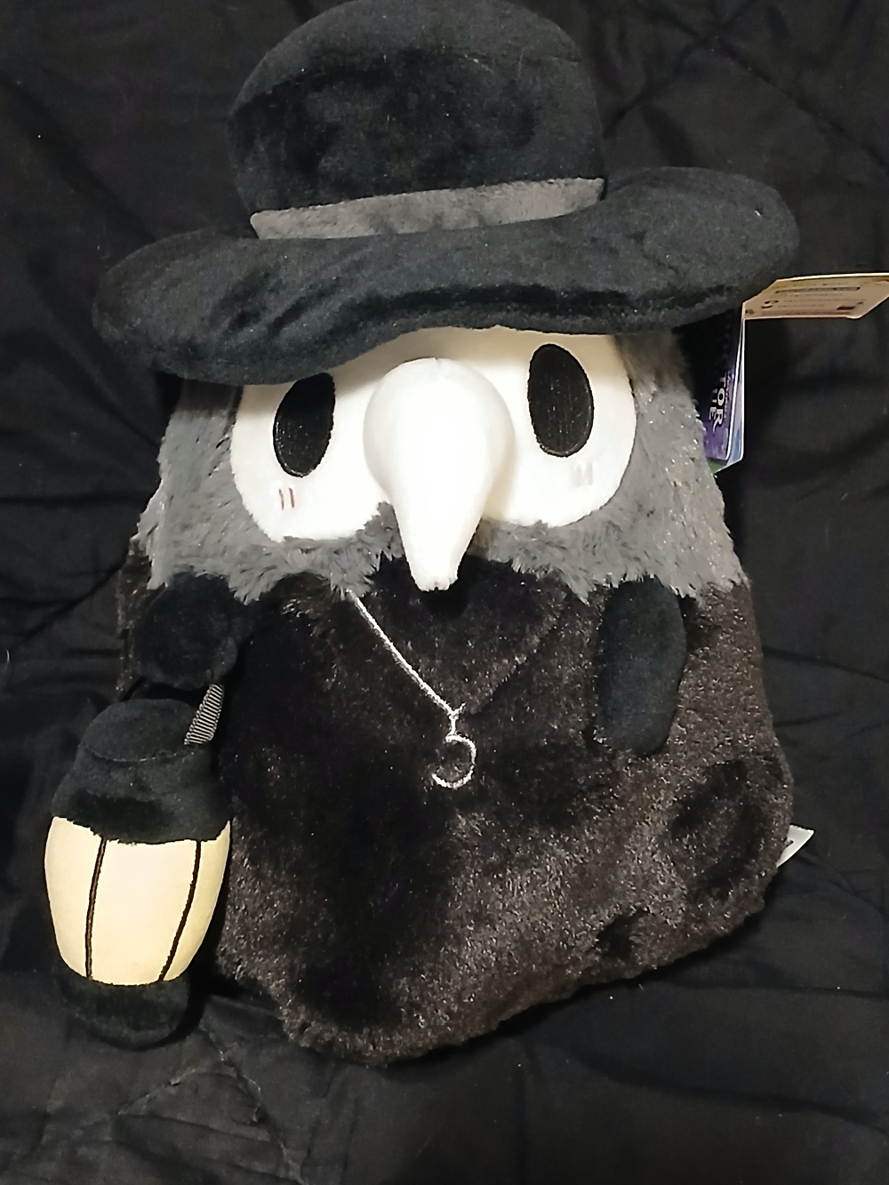 Plush Plague Doctor Stuffed Toy - Black and Gray
